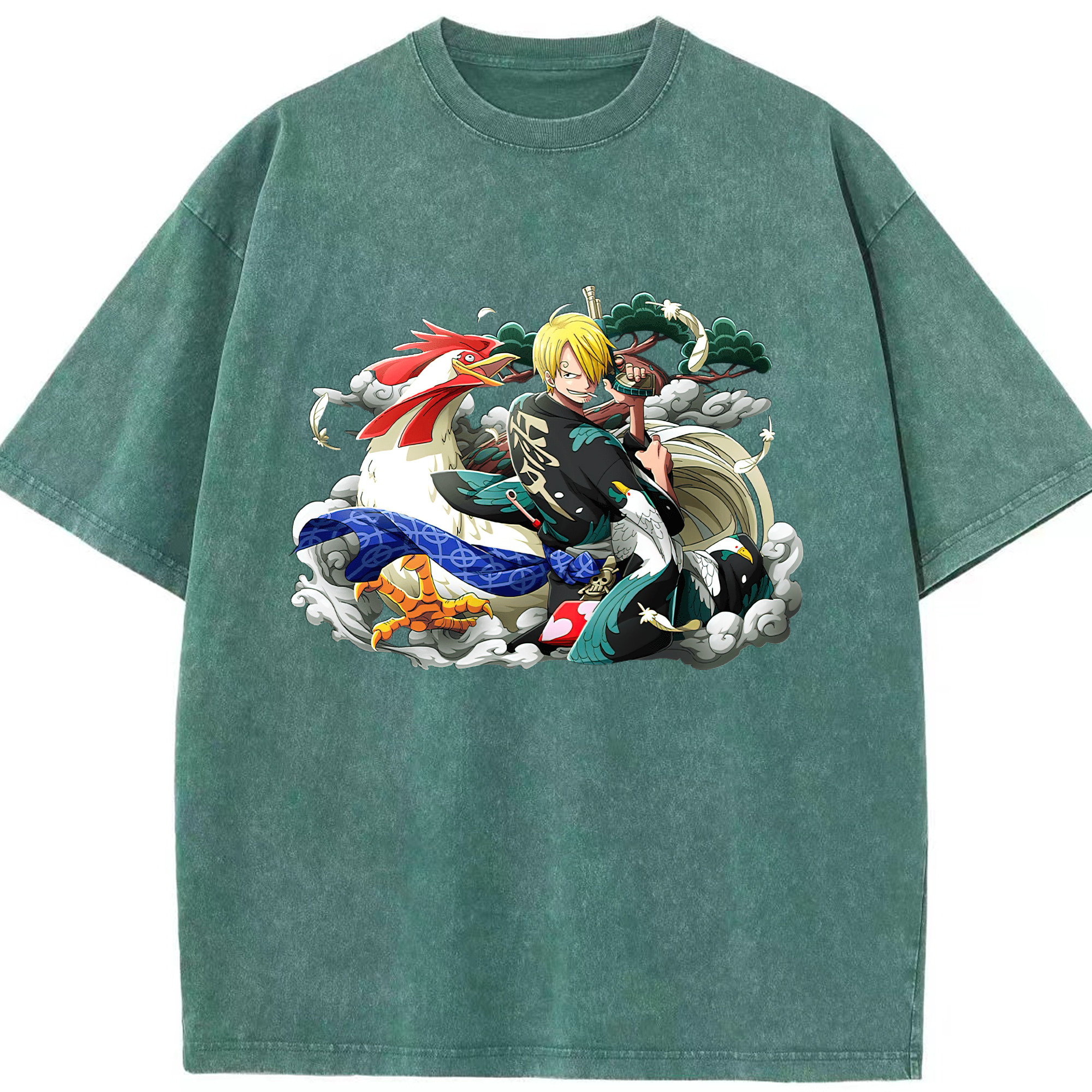 （画像用） ワンピース サンジ ONE PIECE Sanji 綿100% ヴィンテージ風 半袖Tシャツ（フロントプリント）
